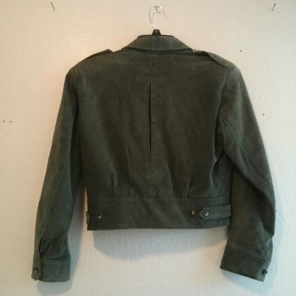 Vintage Suede Cropped Bomber/Pilot Jacket Size M - Picture 10 of 16